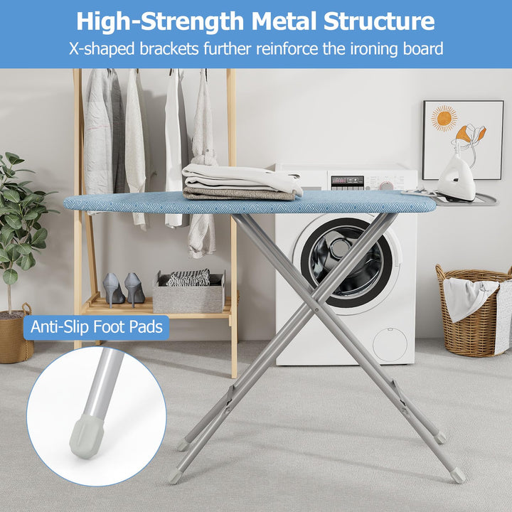 Giantex Full Size Ironing Board with Iron Rest, 57" x 15" Carbon Steel Iron Table with 7-Level Height &amp; Heat Resistant Cover