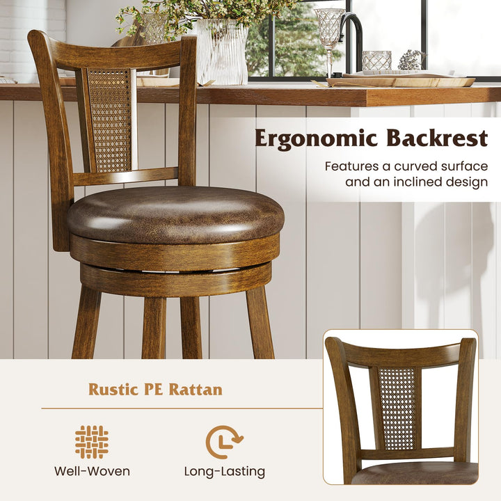 Giantex 30" Upholstered Leathaire Farmhouse Barstools for Kitchen Island Dining Room Pub