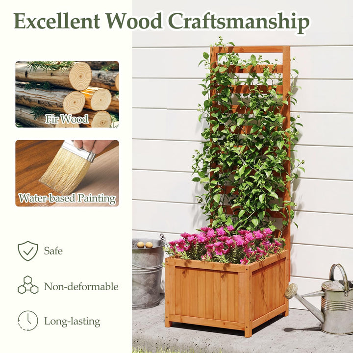 Giantex Wood Raised Garden Bed with Trellis
