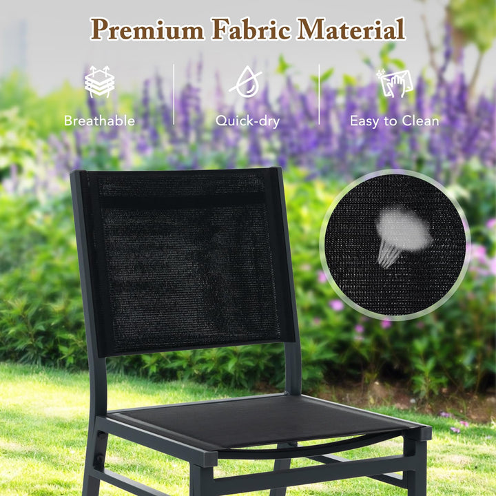 Giantex Outdoor Patio Dining Chair, Armless Dining Chair with Breathable Fabric Seat &amp; Backrest