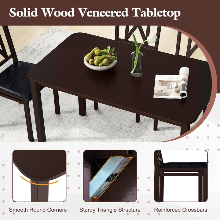 Giantex 5-Piece Dining Table Set for 4, 47" Rectangular Kitchen Table &amp; 4 Chairs