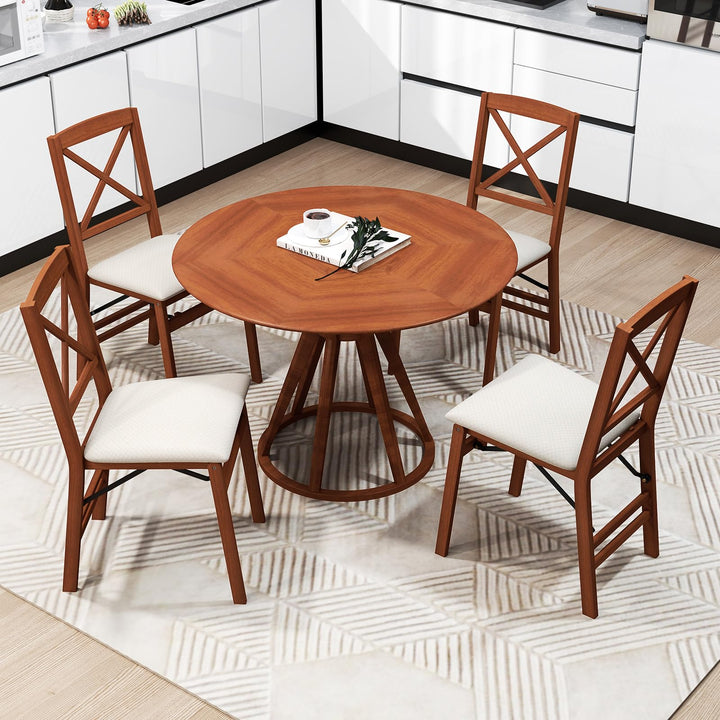 Giantex Folding Dining Chairs Set of 2/4, Modern Kitchen Chairs w/Padded Seat &amp; Cross Backrest