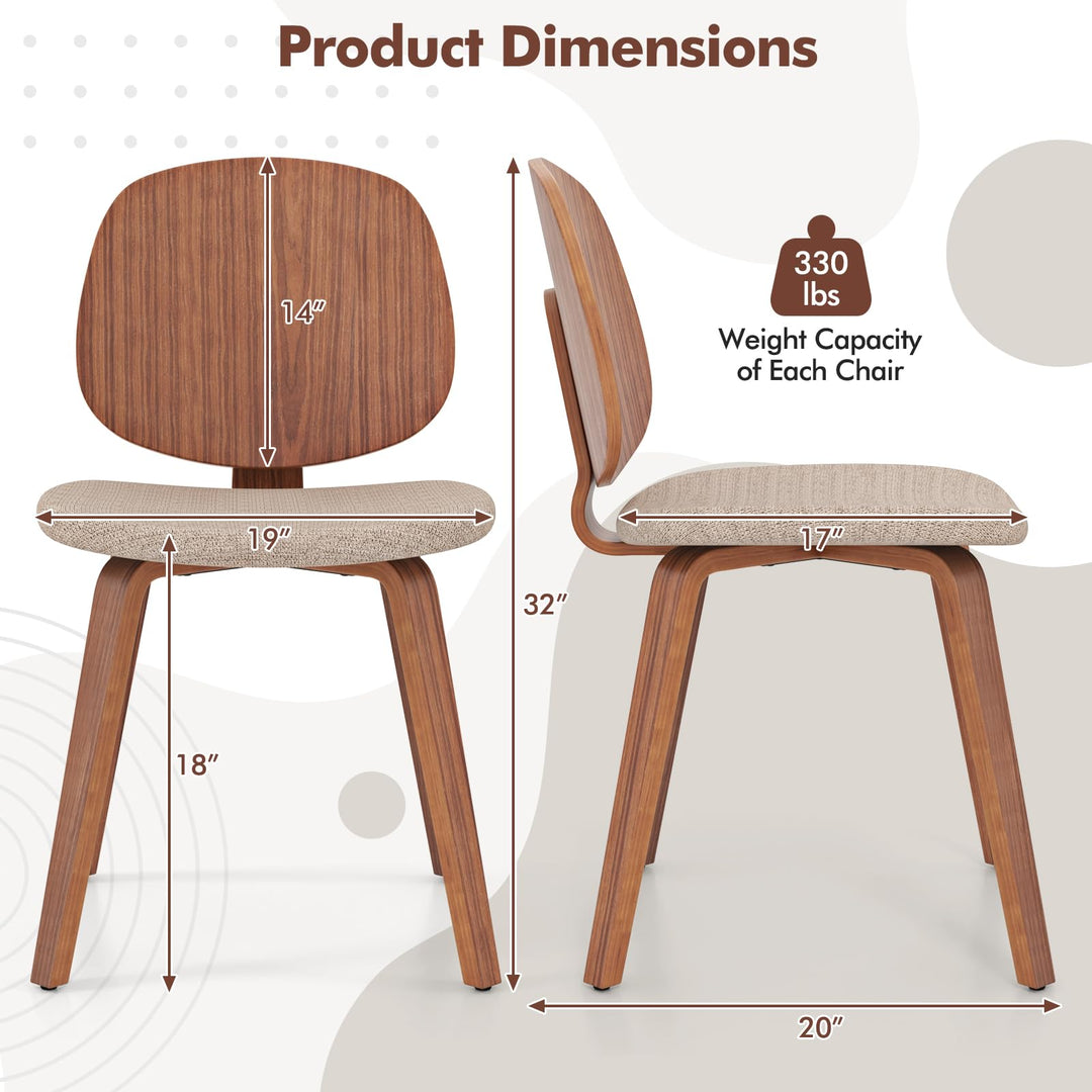 Giantex Wooden Dining Chairs Set of 2/4 Chenille Fabric Upholstered Kitchen Chair w/Bentwood Frame