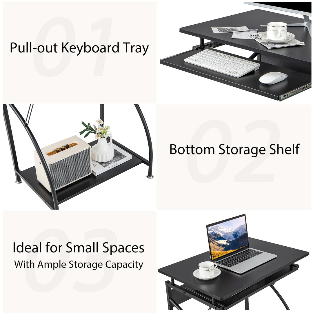 Giantex Computer Desk for Small Spaces, 27.5" Laptop Table with Pull-Out Keyboard Tray &amp; Bottom Storage Shelf
