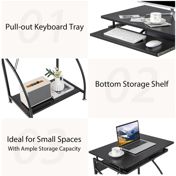 Giantex Computer Desk for Small Spaces, 27.5" Laptop Table with Pull-Out Keyboard Tray &amp; Bottom Storage Shelf