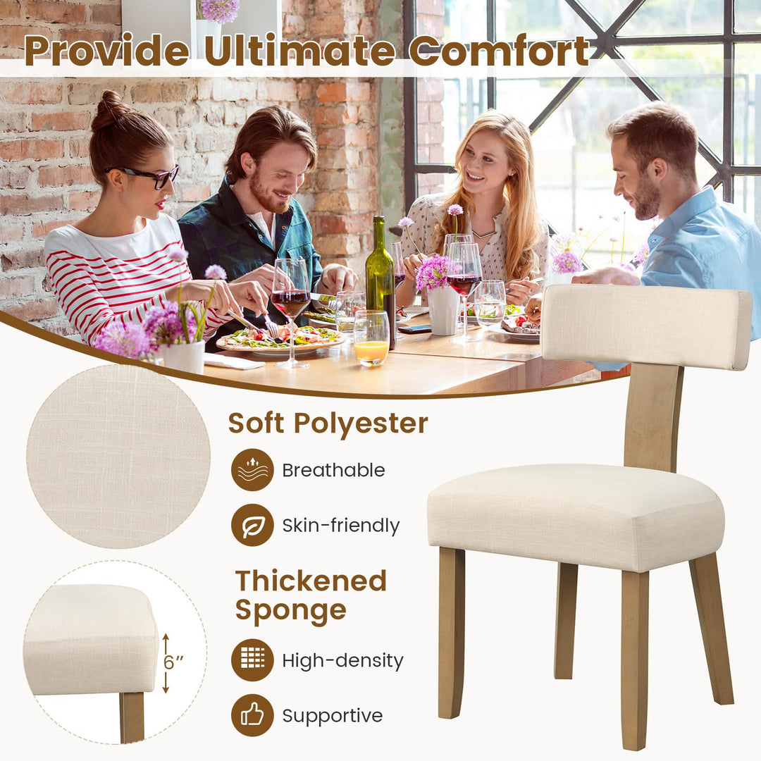 Giantex Upholstered Dining Chairs Set, Mid Century Modern Kitchen Chairs w/Curved Backrest &amp; Rubber Wood Legs