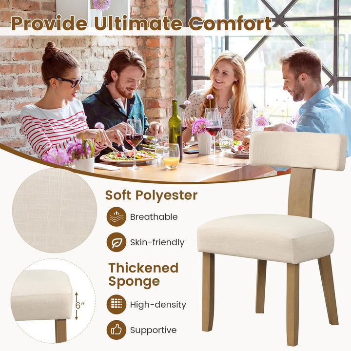 Giantex Upholstered Dining Chairs Set, Mid Century Modern Kitchen Chairs w/Curved Backrest &amp; Rubber Wood Legs