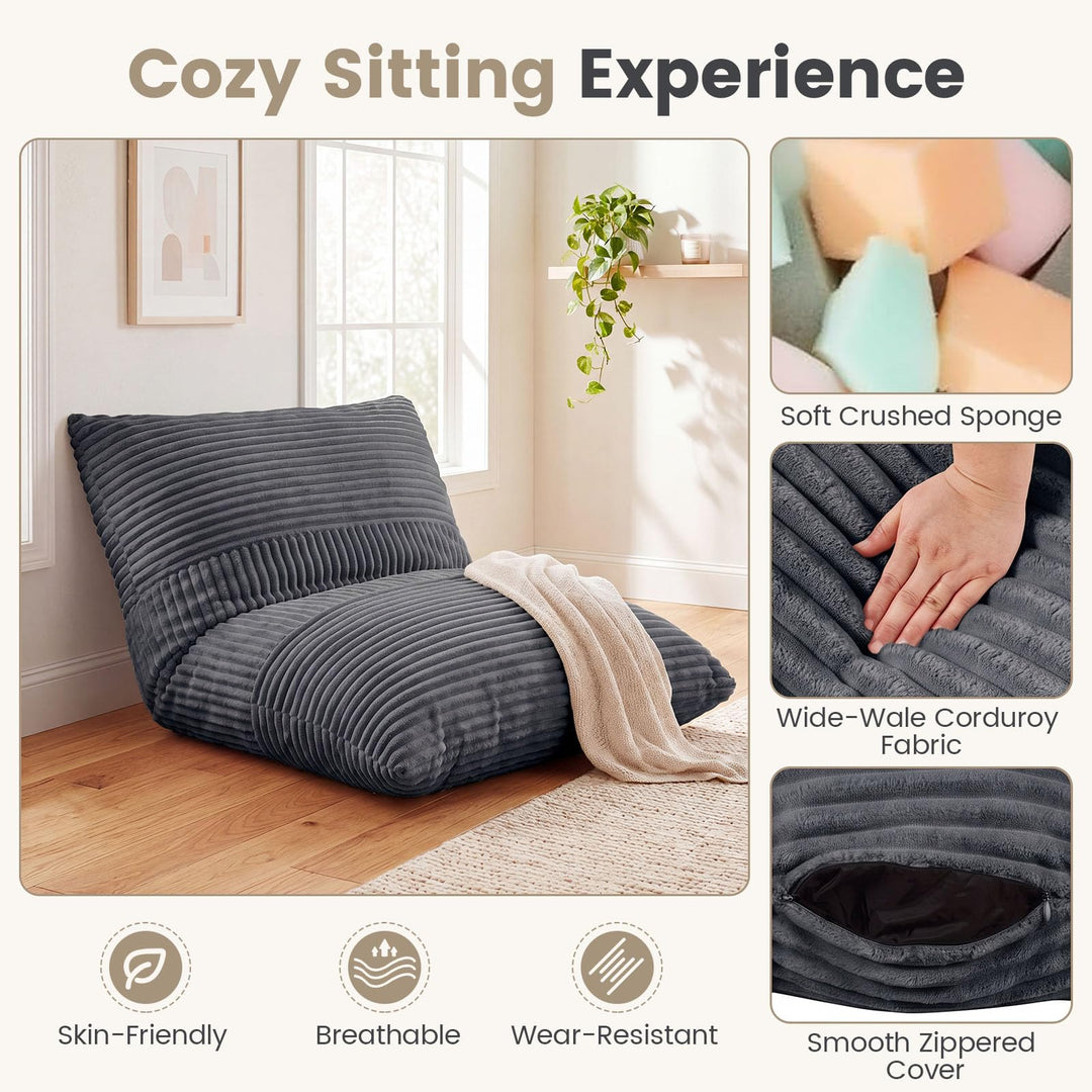 Giantex 3-in-1 Bean Bag Chair with Soft Crushed Sponge &amp; Comfy Corduroy Fabric