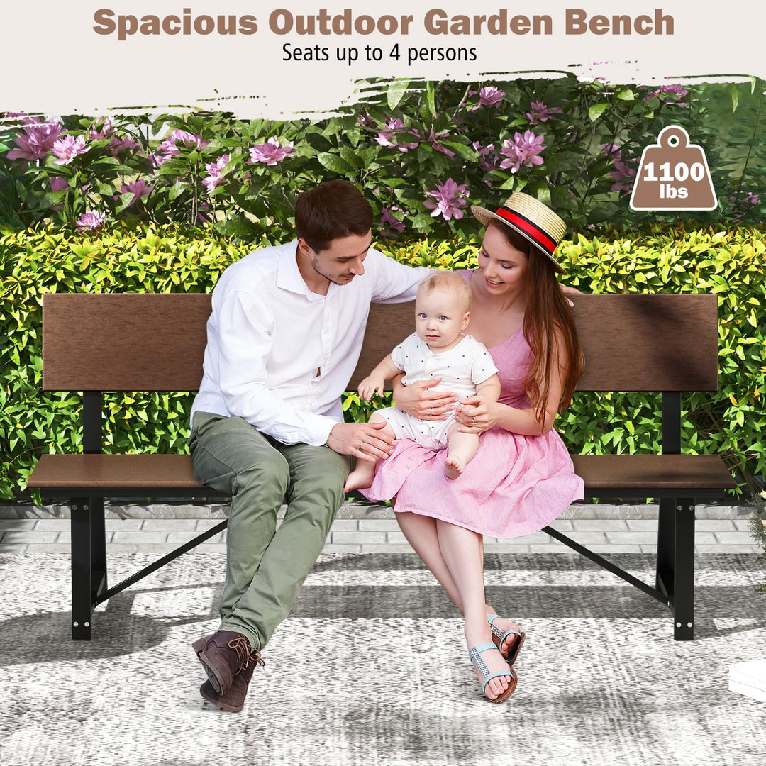 Giantex Outdoor Bench, 4-Person 72 Inches Garden Bench with Weatherproof HDPE Backrest &amp; Seat