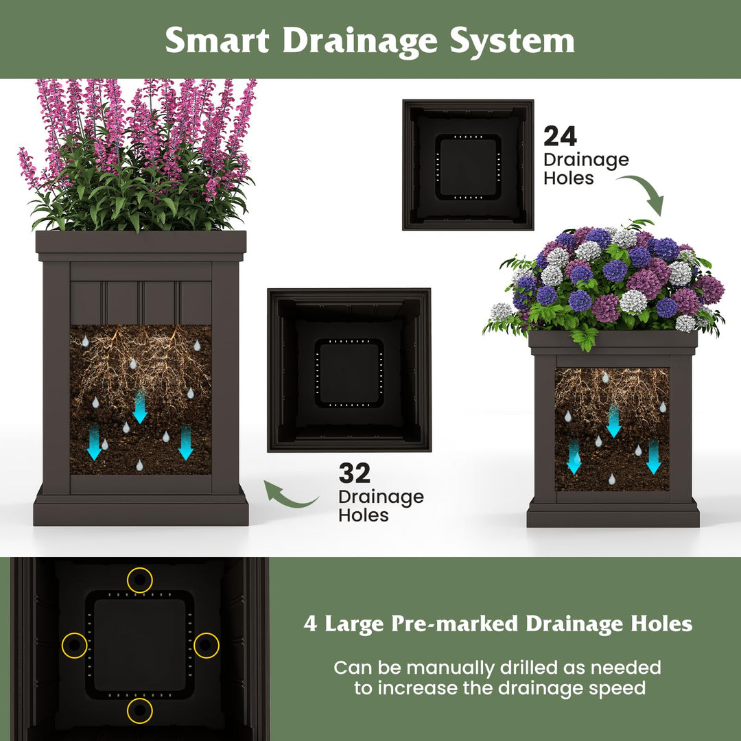 Giantex 19" Large &amp; 13” Small Flower Pots with Drainage Holes &amp; Nesting Design