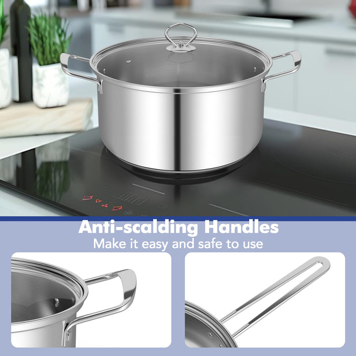 Giantex 12-Pcs Pots and Pans Set Non Stick, Non-toxic Kitchen Set w/Tempered Glass Lids &amp; Stay-Cool Handles