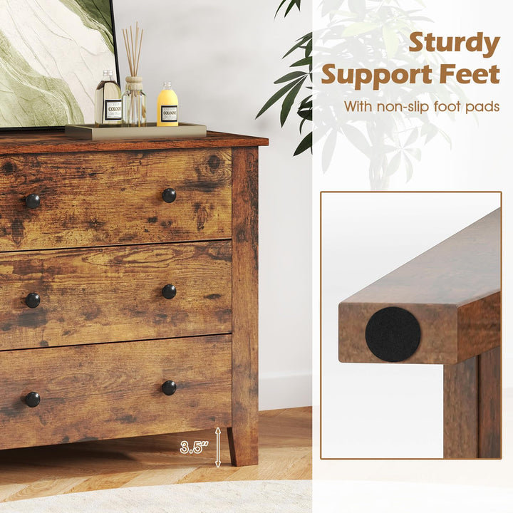 Giantex Small 3-Drawer Dresser for Bedroom - 28.5” x 18” x 26” Wide Chest of Drawers, Modern Large Nightstand