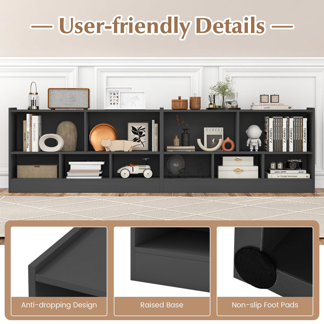 Giantex 5-Cube Bookcase, Freestanding 3-Tier Bookshelf with Spacious Top &amp; Raised Base