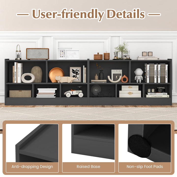 Giantex 5-Cube Bookcase, Freestanding 3-Tier Bookshelf with Spacious Top &amp; Raised Base