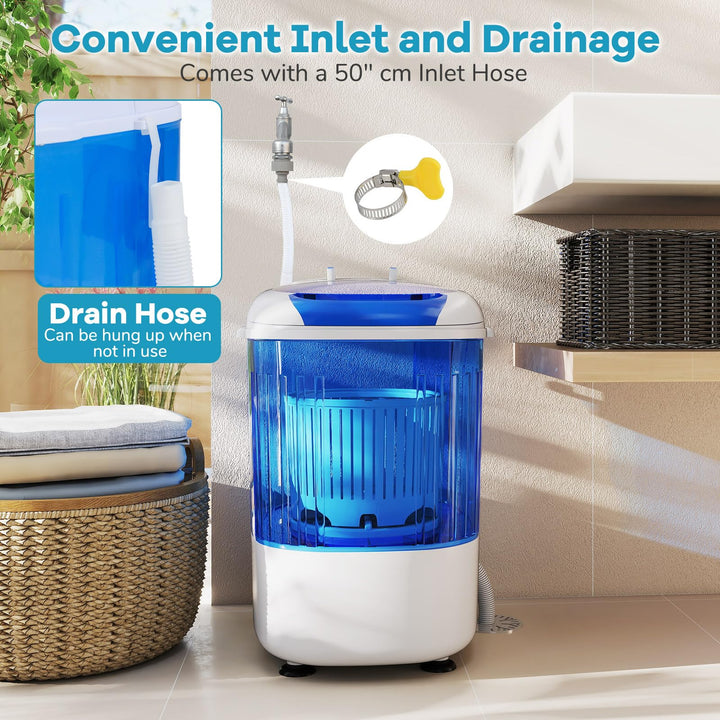 Portable Mini Semi-automatic Washing Machine with Spin Tub and Drain Hose 2.5 kg Capacity