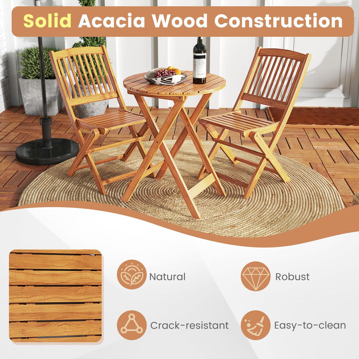 Giantex Patio Folding Chairs Set of 2, Portable Acacia Wood Dining Chairs w/Seat Cushion, 400 LBS Weight Capacity