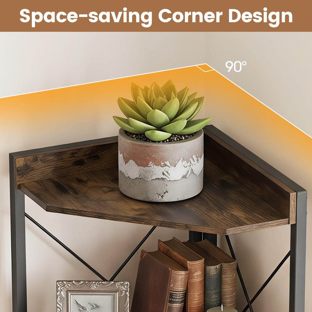 Giantex 6-Tier Corner Shelf with Cabinet - 71" Tall Free Standing Storage Shelves Rack Plant Stand