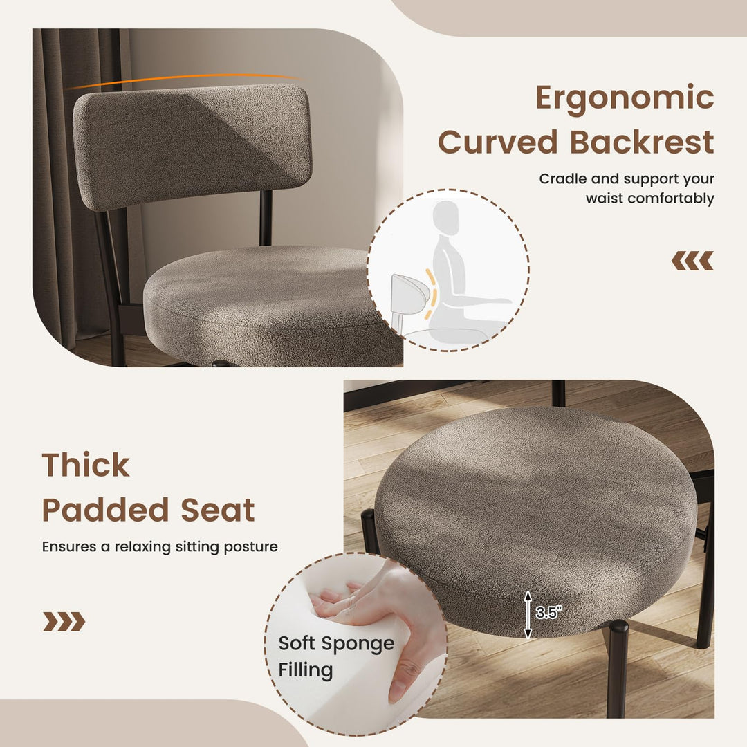 Giantex Boucle Dining Chairs Set of 2/4, Sherpa Upholstered Kitchen Chairs w/Curved Backrest, Padded Seat &amp; Metal Legs