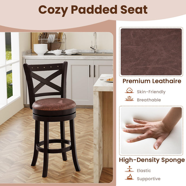 Giantex 26" Swivel Bar Stools with Backs &amp; Upholstered Faux Leather Seat