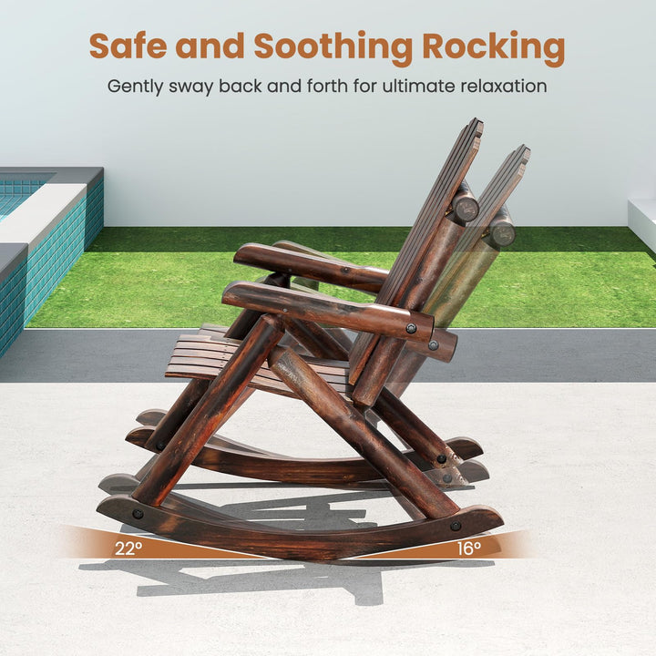 Giantex 1/2 Pcs Outdoor Wooden Rocking Chair(27”x36”x 38”)