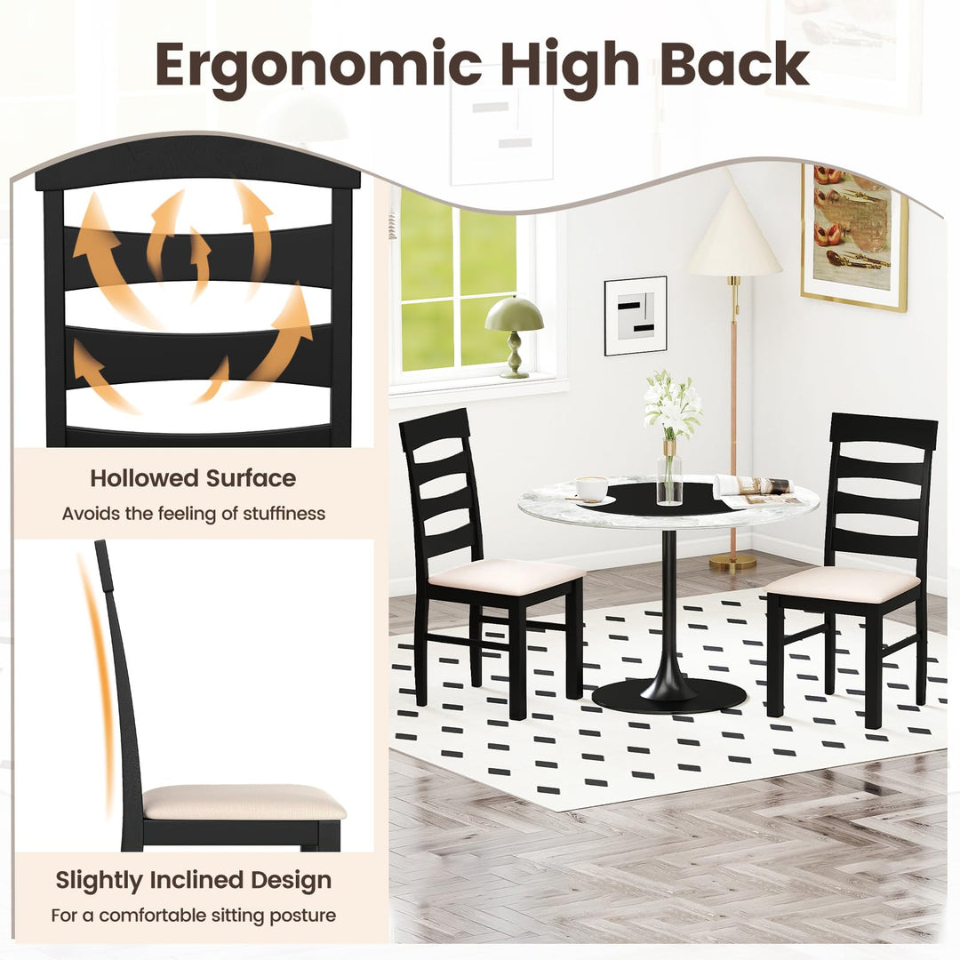 Giantex Dining Chairs Set of 2/4 with Padded Seat &amp; Rubber Wood Frame