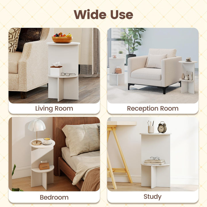 Giantex 2-Tier Round Side Tables with Storage Shelf (1/2)