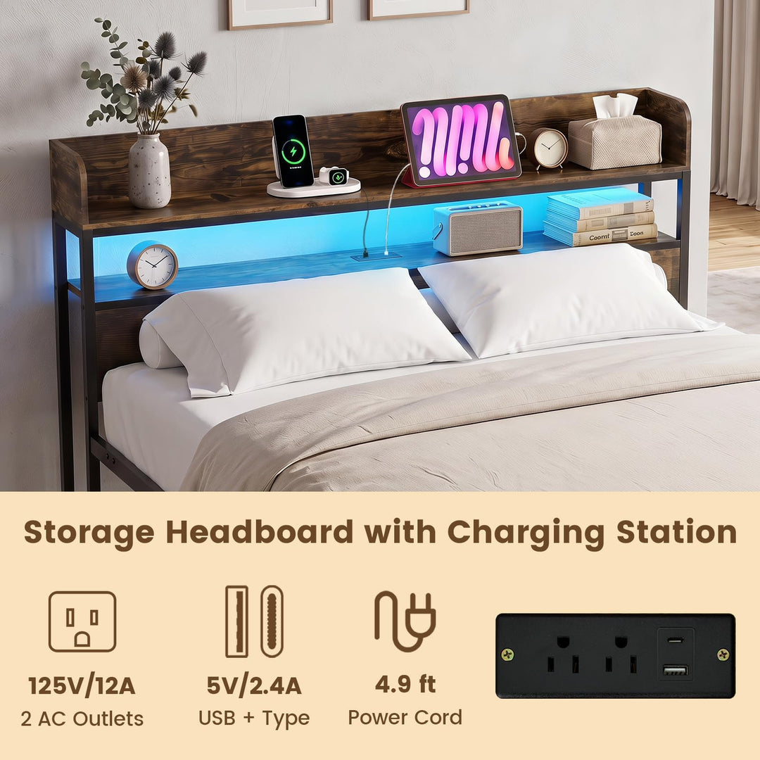 Giantex Queen Size Bed Frame with Storage Headboard