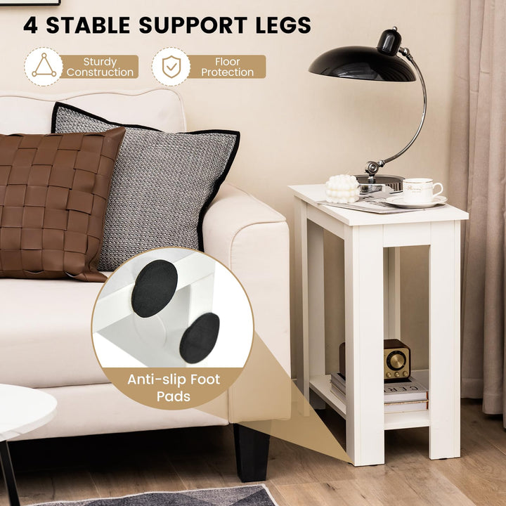 Giantex 2-Tier End Table White, Modern Side Table with Storage Shelf (1/2)