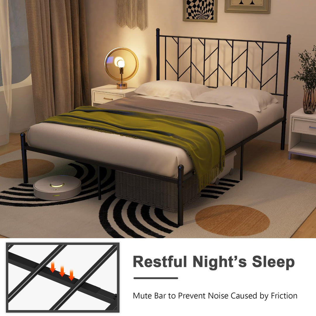 Giantex Queen/Full/Twin Size Metal Bed Frame with Victorian Style Headboard