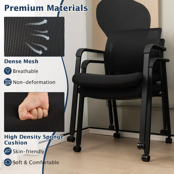 Giantex Waiting Room Chair Set, Rolling Office Desk Chairs with PU Wheels (2 / 4 / 6 / 8 / 10 / 12 Pack Options)