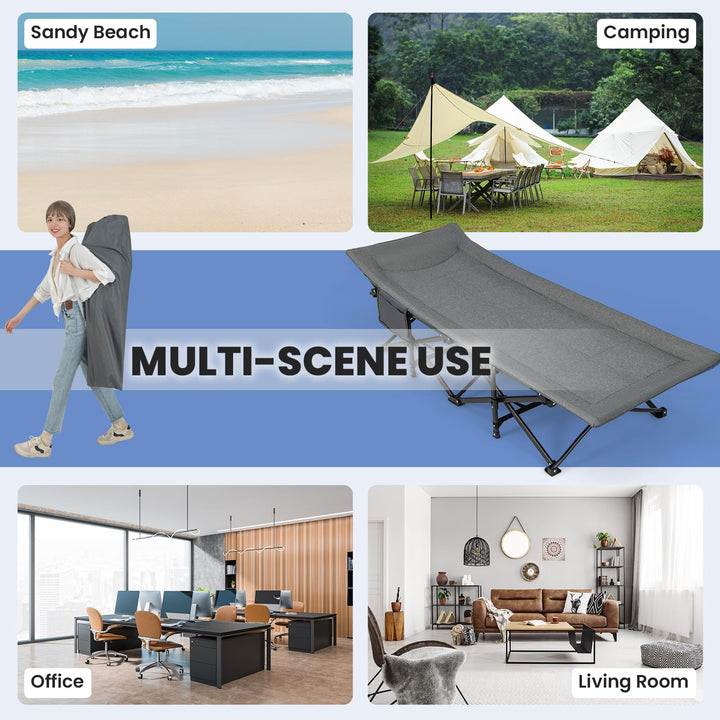 Giantex Folding Camping Cot for Adults - Sleeping Cot Bed with Carry Bag, Cushion &amp; Headrest, 10 Foots