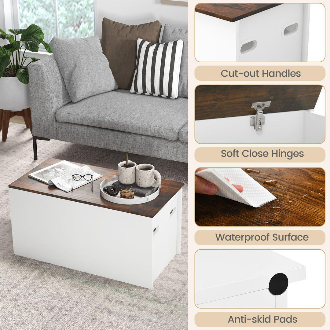 Giantex Flip-top Storage Chest, Lift Top Storage Bench w/Pneumatic Rod &amp; Safety Hinges