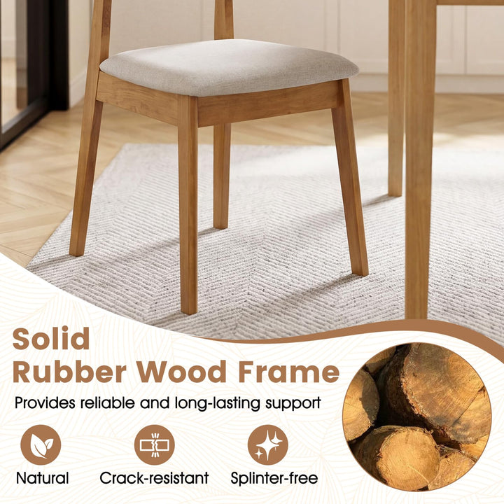 Giantex Wood Dining Chairs Set of 2/4 Rattan Upholstered with Solid Wood Frame