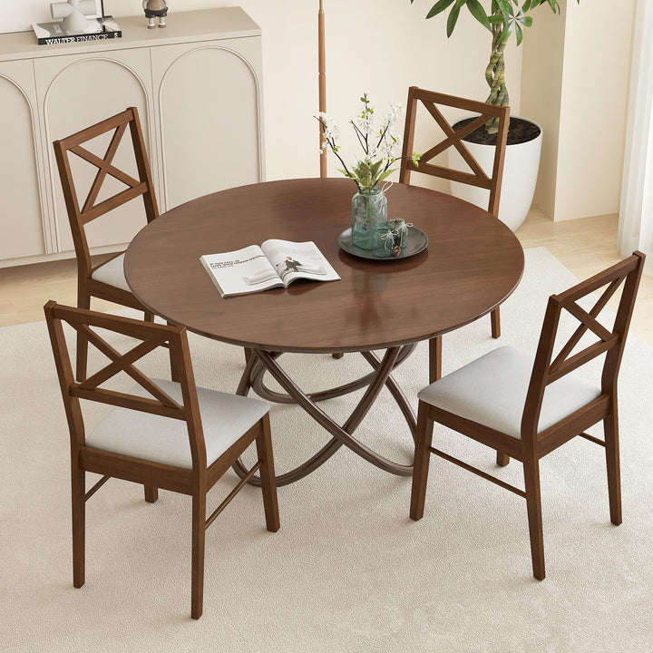 Giantex Wooden Dining Chairs Set of 2/4, Upholstered Kitchen Chairs w/Cross Back &amp; Padded Seat