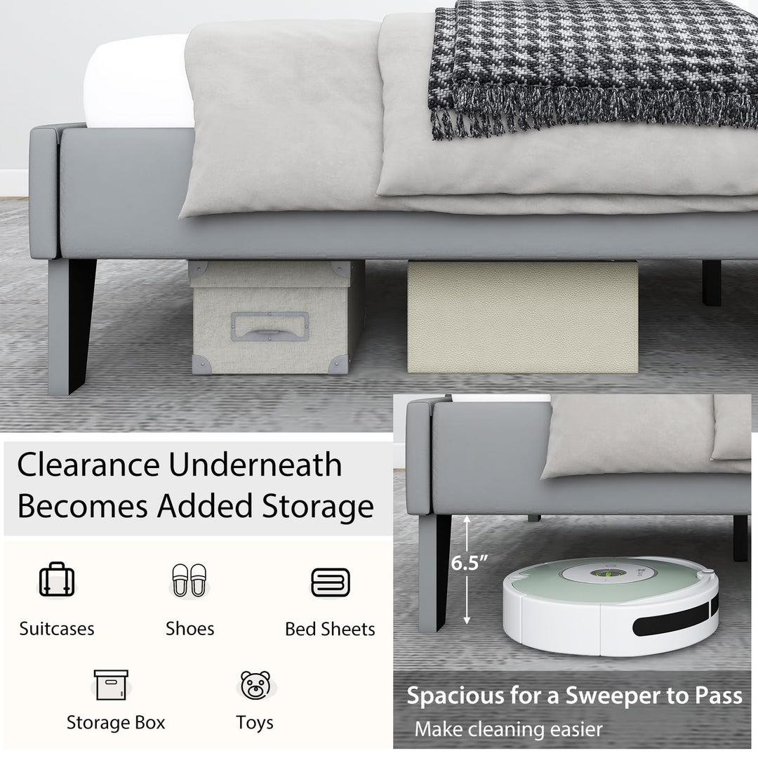 Giantex Queen/Full/Twin Size Velvet Upholstered Bed Frame with Headboard