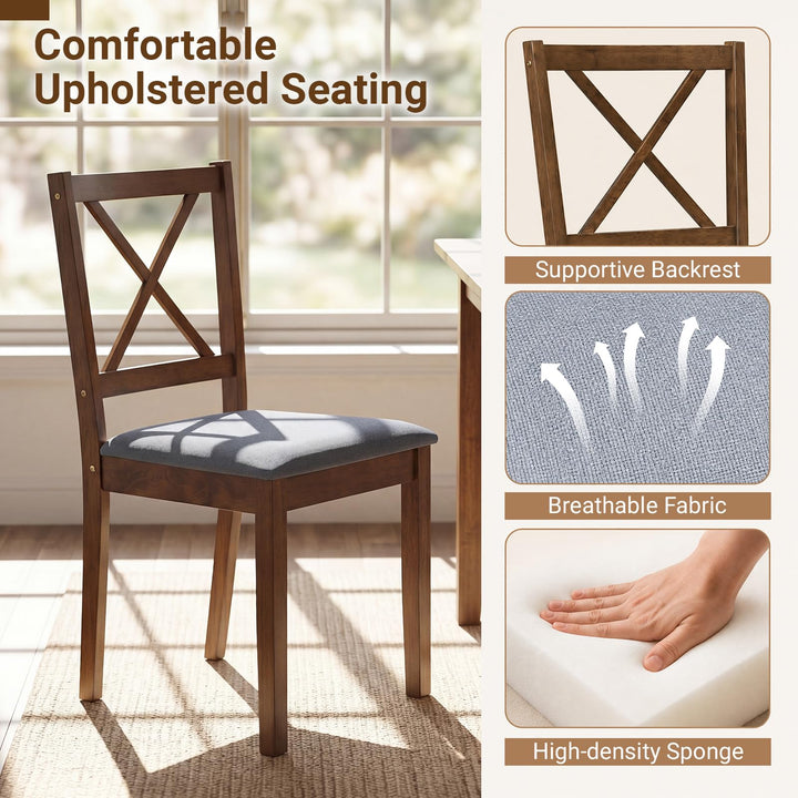 GIANTEX Dining Table Set with X-Shaped Backrest for Small Space