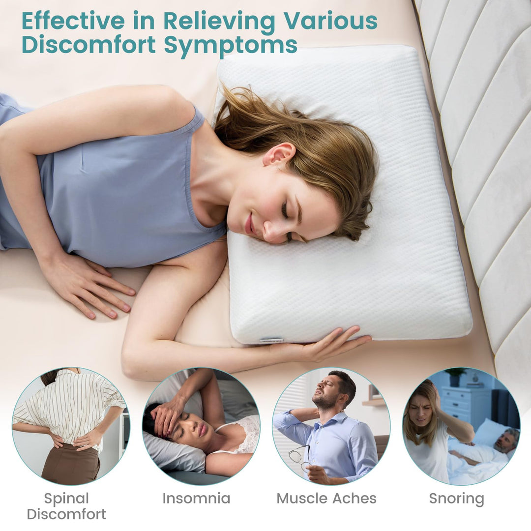 Giantex Memory Foam Pillow 2 Pack with Cool Feeling Gel, 3D Cutting Ventilated Pillows with Washable Cover