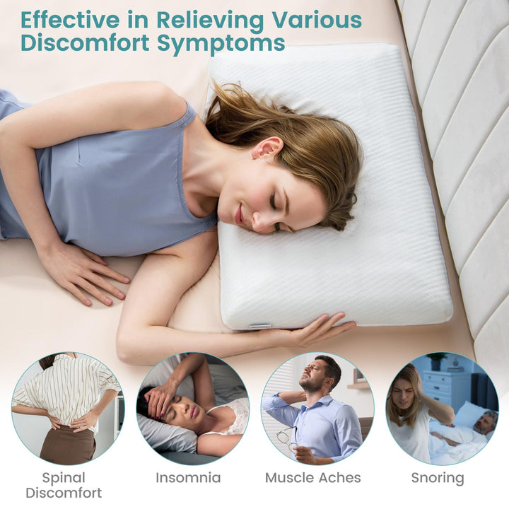 Giantex Memory Foam Pillow 2 Pack with Cool Feeling Gel, 3D Cutting Ventilated Pillows with Washable Cover