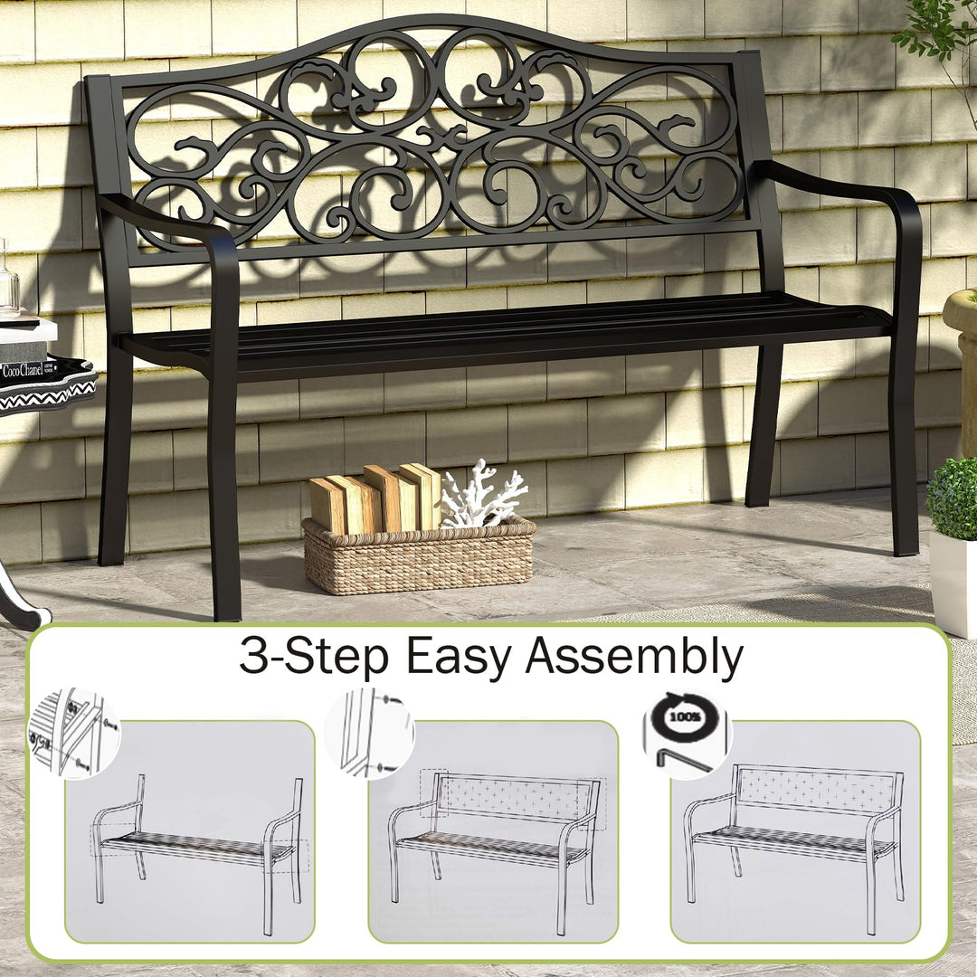 Giantex Outdoor Bench with Floral Pattern