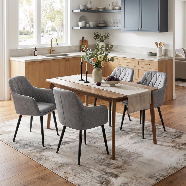 Giantex Dining Chairs Set with Curved Back &amp; Wide Seat