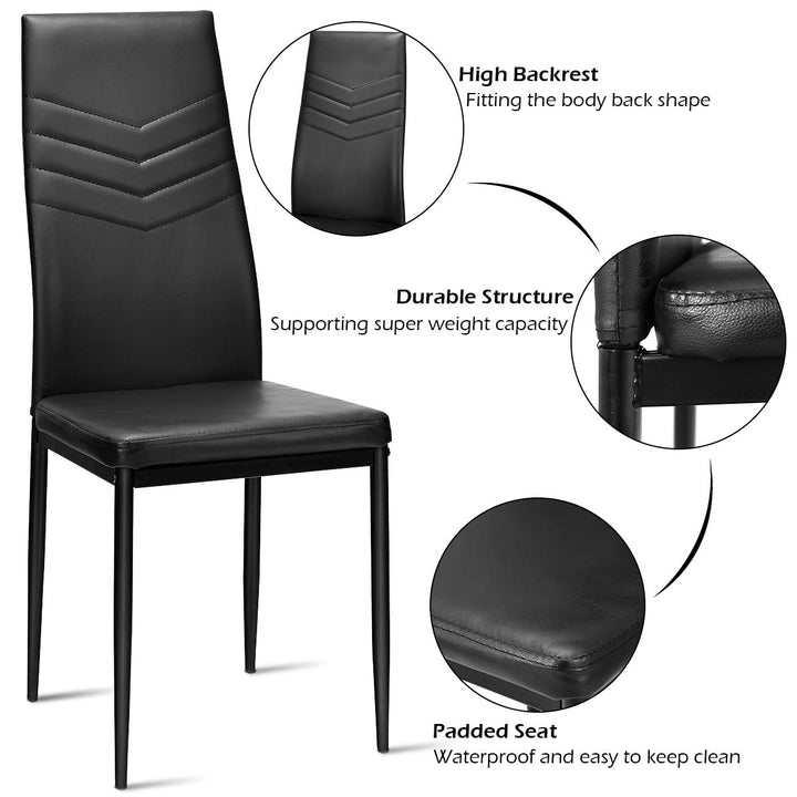 4 Dining Chairs, High Back Dining Side Chairs w/PVC Leather &amp; Non-Slip Feet Pads