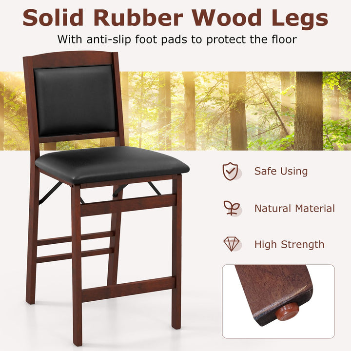 Giantex Folding Counter Height Bar Stools Set of 2/4, 24.5" Farmhouse Barstools w/Padded Back &amp; Seat