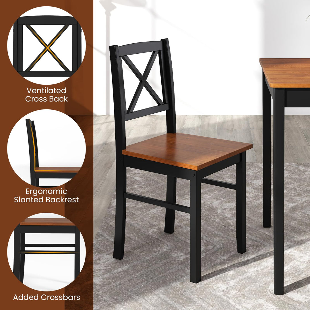 5 Piece Dining Table Set with Rectangular Kitchen Table and 4 Chairs for 4 People-Coffee