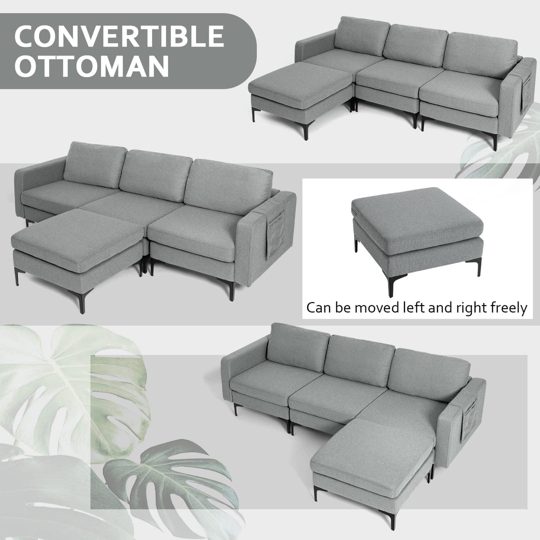 Giantex 94.5" L Convertible Sofa Couch, 3 Seat Sectional Sleeper with USB Ports &amp; Socket
