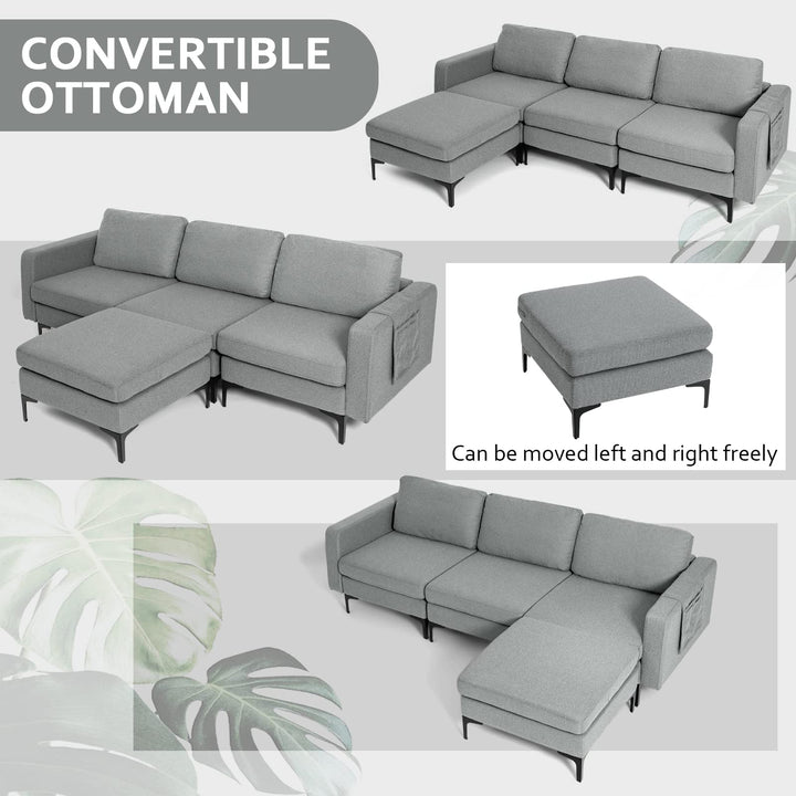 Giantex 94.5" L Convertible Sofa Couch, 3 Seat Sectional Sleeper with USB Ports &amp; Socket