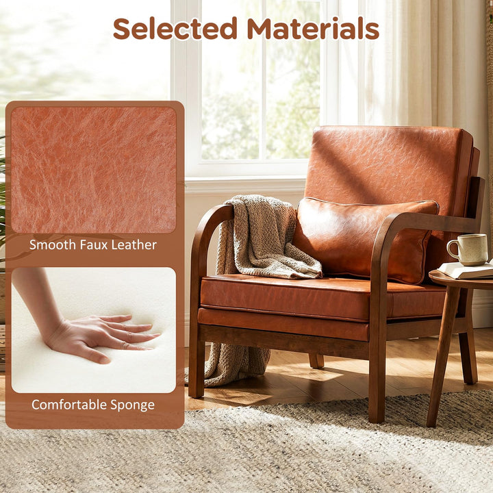 Giantex Mid-Century Modern Accent Chair with Lumbar Pillow