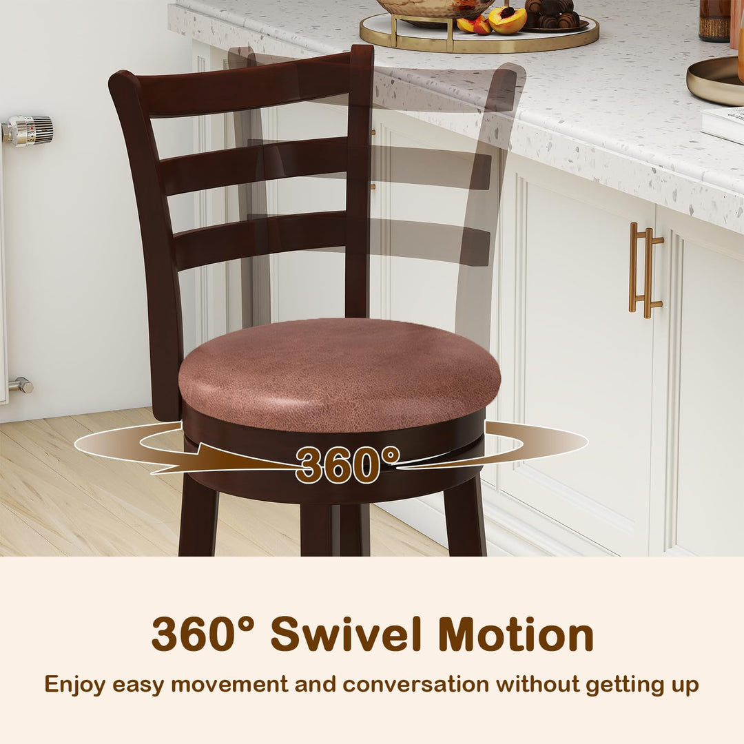 Giantex 26" Counter Height Swivel Barstools Set of 2/4 with Faux Leather Seat and Wrap-around Footrest
