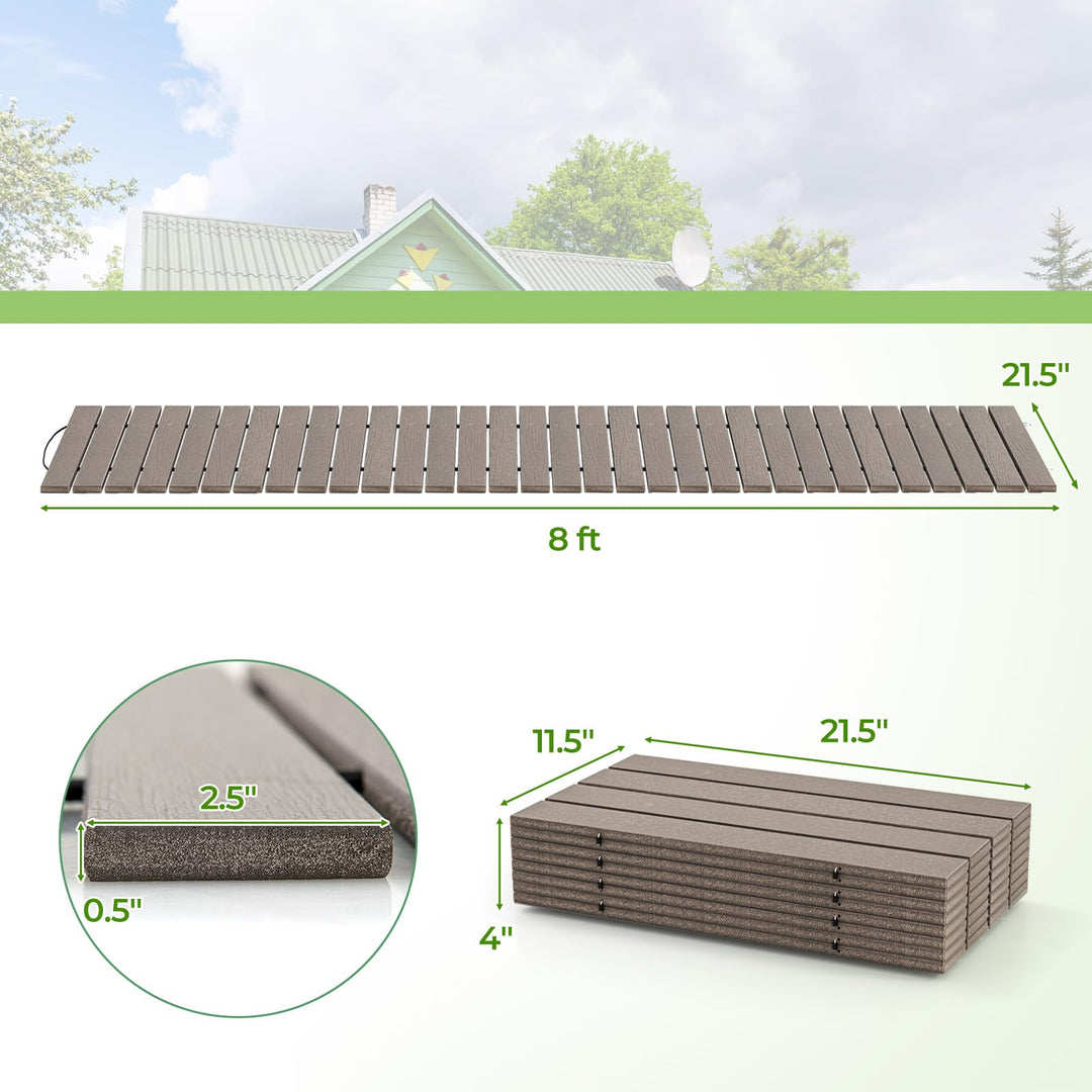 Giantex 8 FT Garden Pathway, Waterproof HDPE Outdoor Walkway with Non-Slip Surface (1/2)