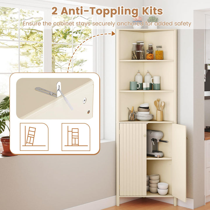 Giantex 68" Tall Bathroom Cabinet with Adjustable Shelves and 2 Fluted Doors