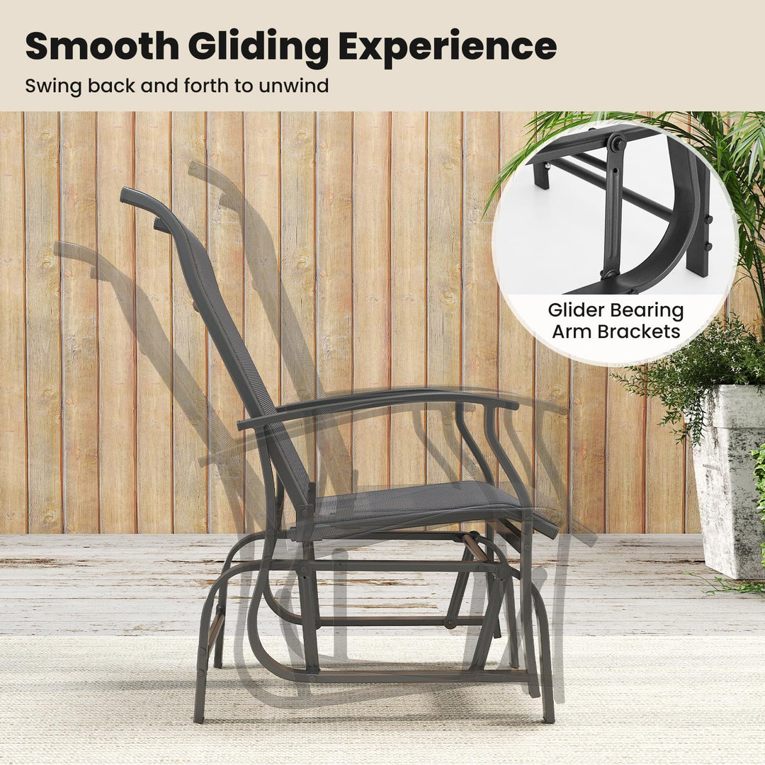 Giantex 2-Pack Outdoor Glider Rocking Chairs with Ergonomic Backrest &amp; Seat